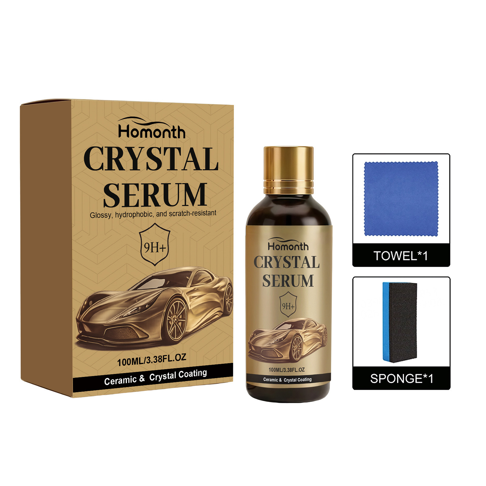HOMONTH Premium Automotive Ceramic Coating Kit - High Gloss Car Paint Protection & Resurfacing Shield (Stain & Scratch Resistant)