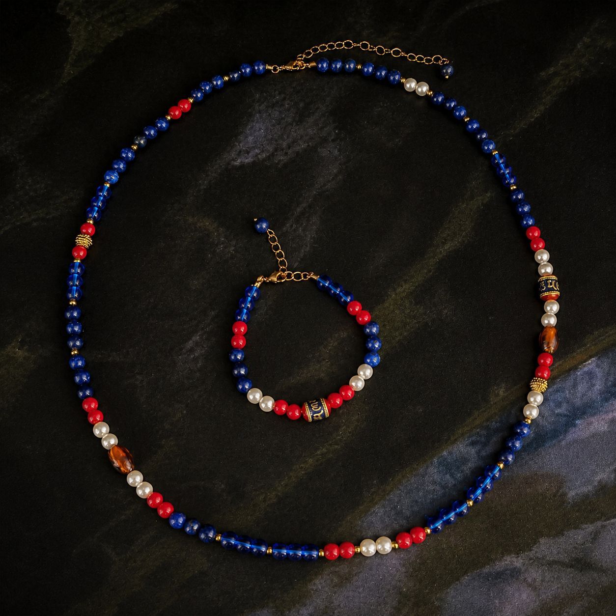 Elegant Handmade Beaded Jewelry Set - Fashionable Copper Necklace and Matching Bracelet for Women