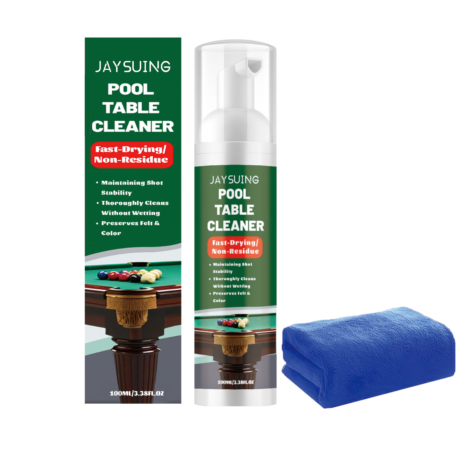 JAYSUING Premium Billiard & Pool Table Cleaner - Gentle Felt Stain & Dust Remover