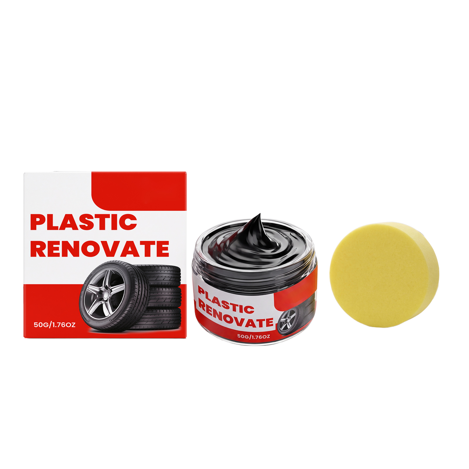 Premium Car Plastic Restorer & Renovation Paste - Ultimate Shine & Polish Kit (50g)
