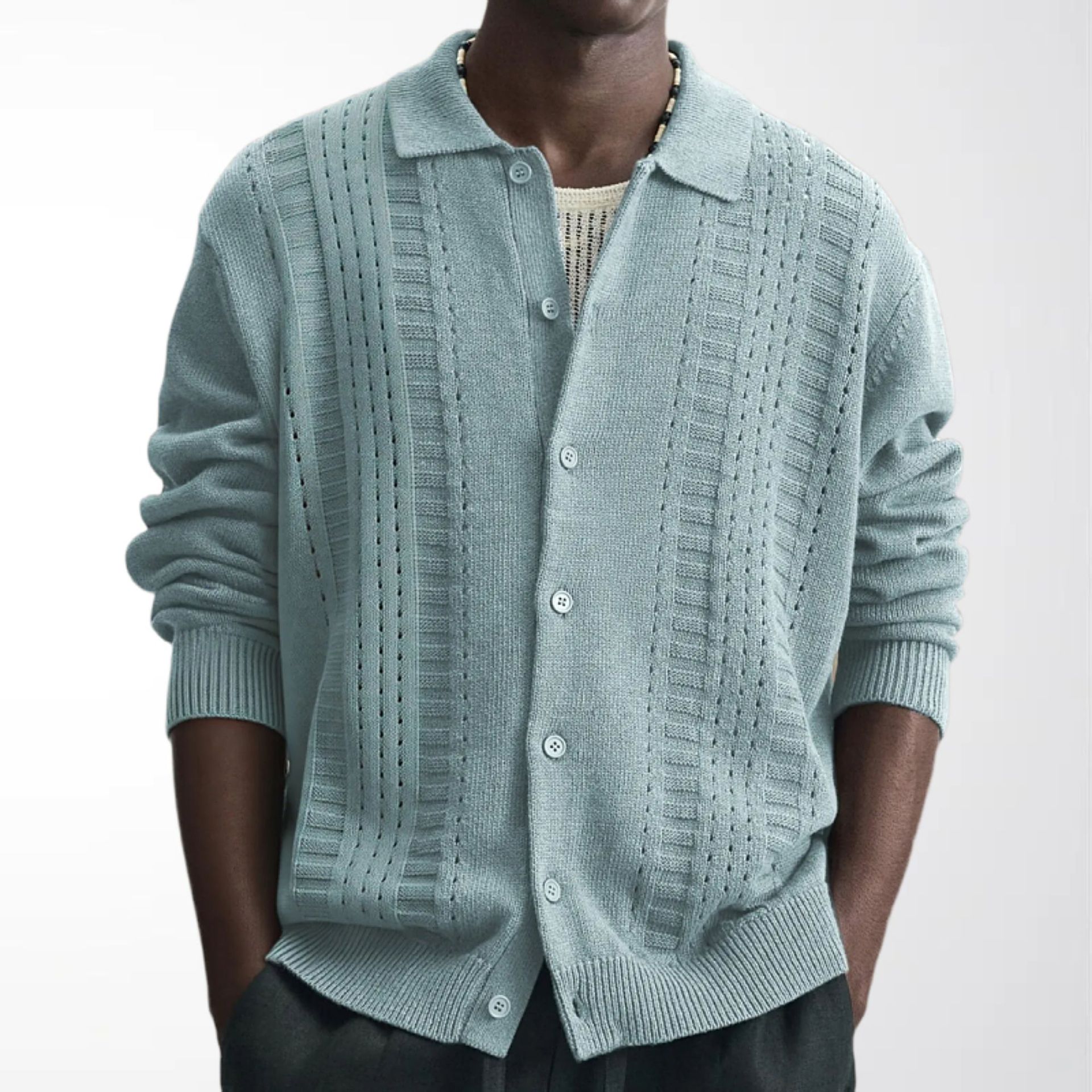 Men's Premium Knit Cardigan Sweater - Casual Long Sleeve Button-Down Knitwear