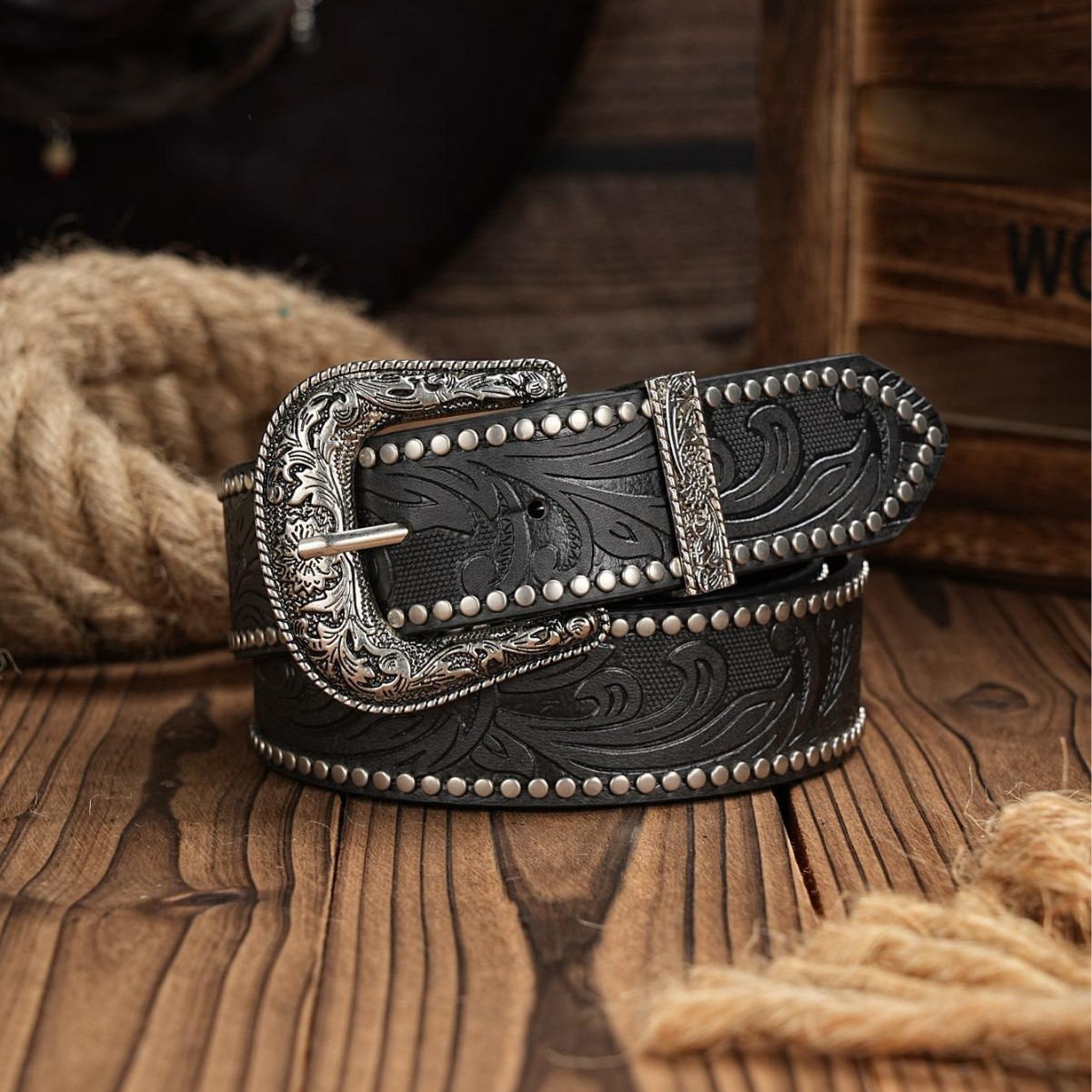 Women's Retro Western Cowboy Belt - Vintage Embossed Faux Leather Waist Belt