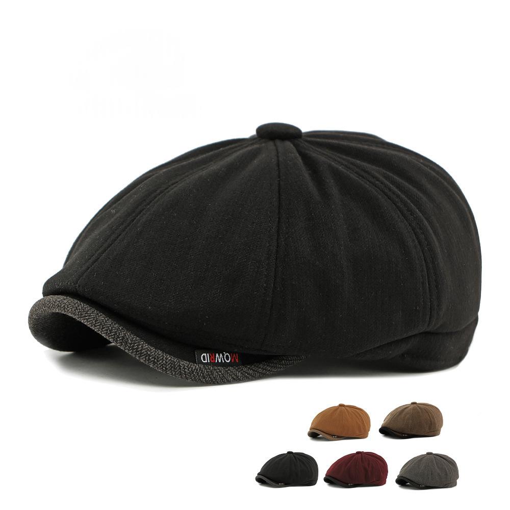Men's Vintage Octagonal Newsboy Cap | Classic Striped Warm Baker Boy Hat