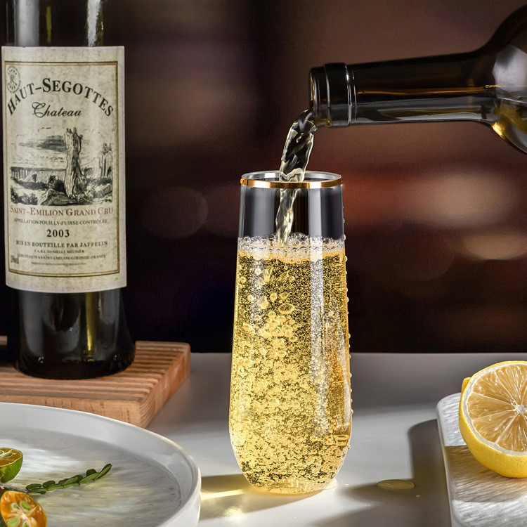 Elegant Gold-Rimmed Crystal-Clear Plastic Tasting Cups | Shatterproof Mini Dessert & Wine Glasses