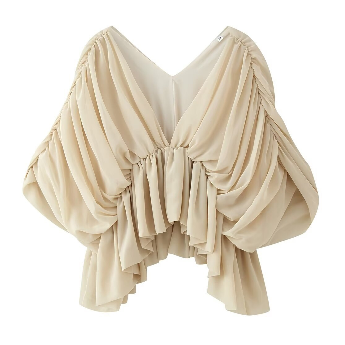 Womens Fashion Western-style Trendy Batwing-sleeve Ruched Top