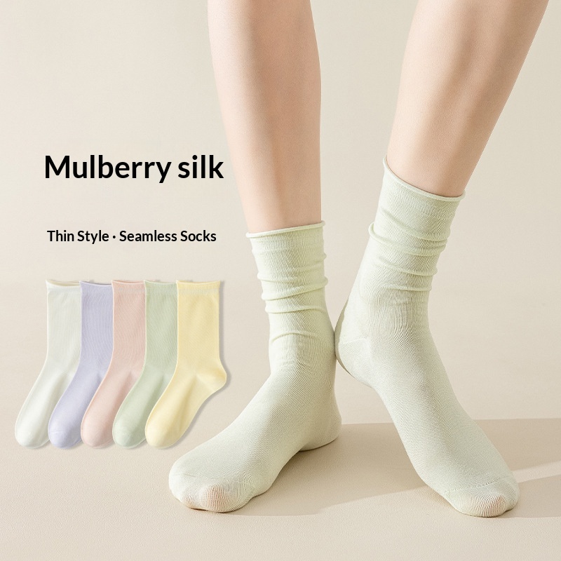 Premium Women's Mid-Calf Cotton Socks - Breathable Spring & Summer Crew Socks