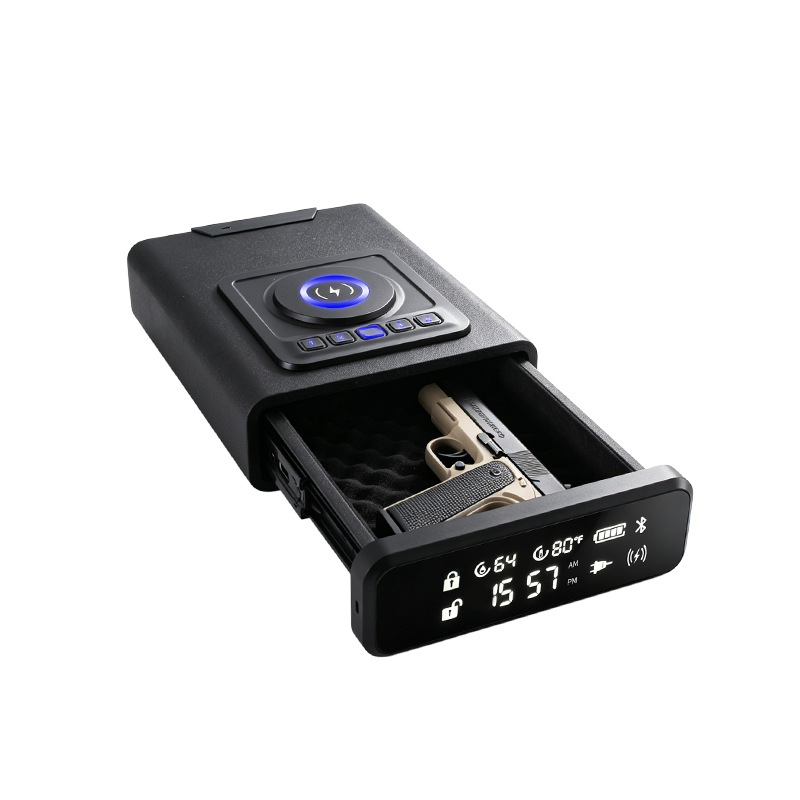 Smart Digital Handgun Safe with Wireless Phone Charger - Quick-Access Nightstand Metal Gun Safe Box