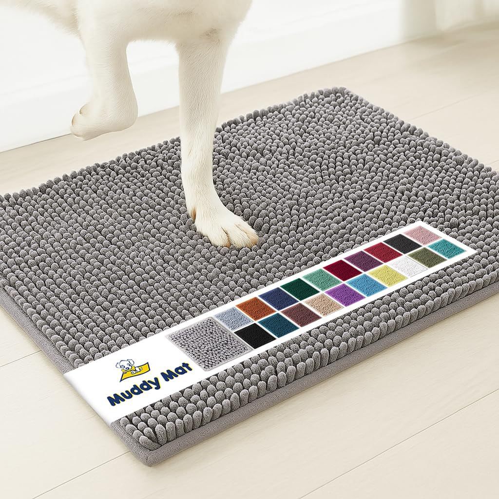 Solid-color Long-pile Chenille Bath Mat, Water-absorbent Foot Pad