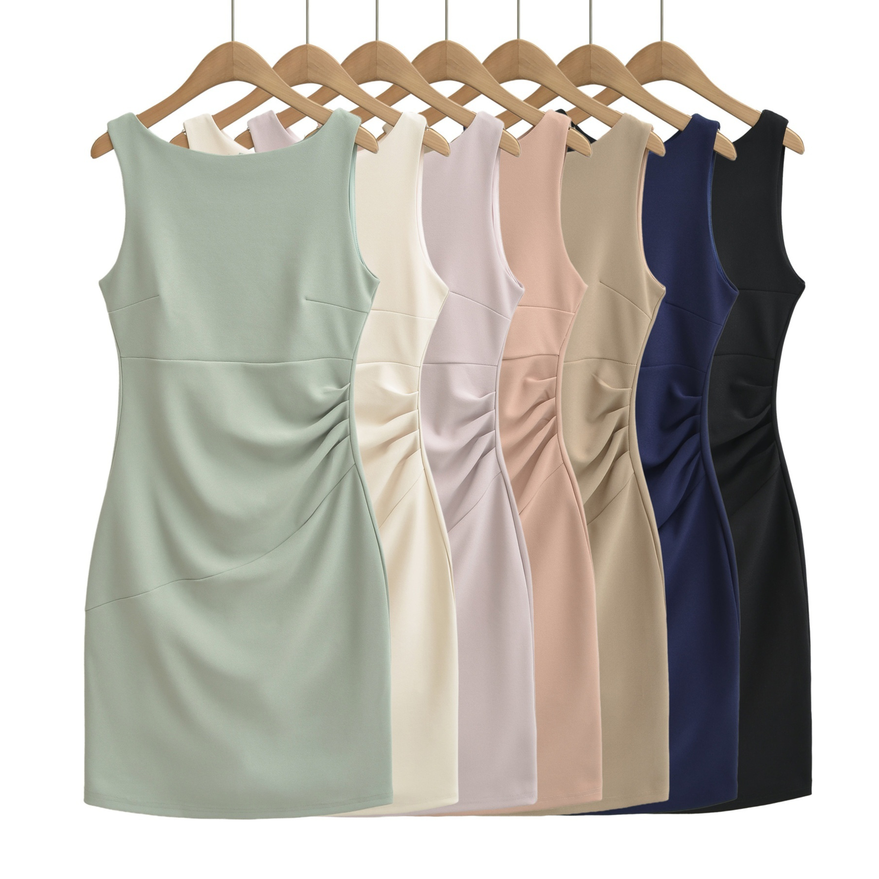 Elegant Women's Slim-Fit Sleeveless Midi Dress | Chic Solid-Color Commuter One-Piece