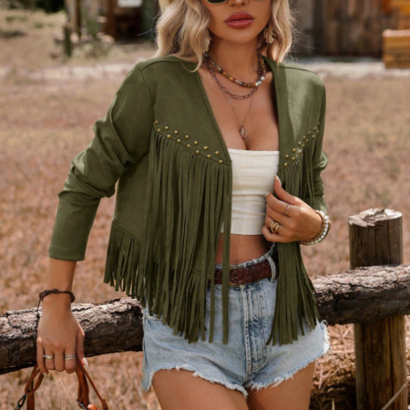 Women's Retro Ethnic Fringed Coat - Boho Chic Streetwear Jacket