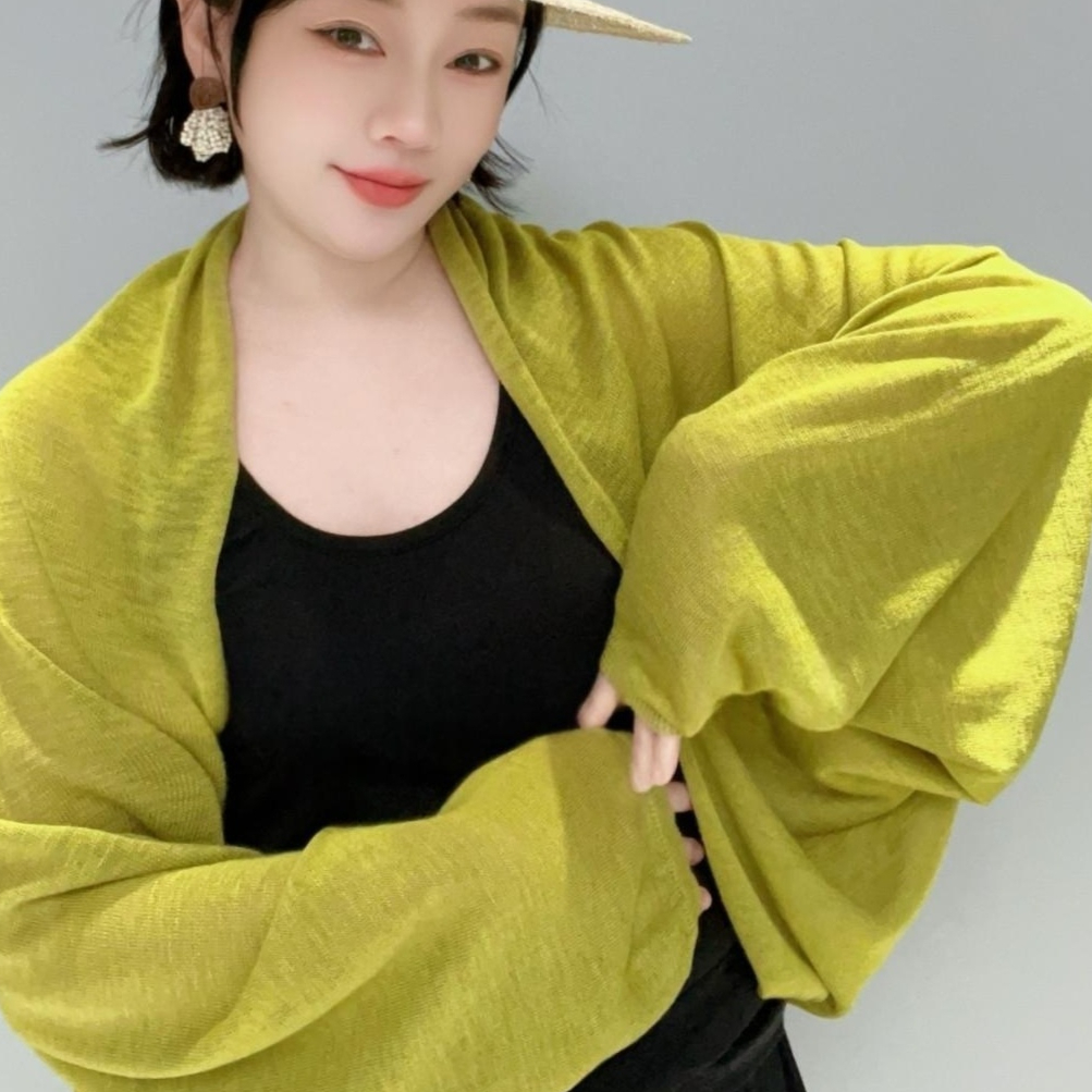 Women's Lightweight Knitted Shawl Cardigan - Breathable Sun-Protective Cover-Up & Multi-Season Wrap