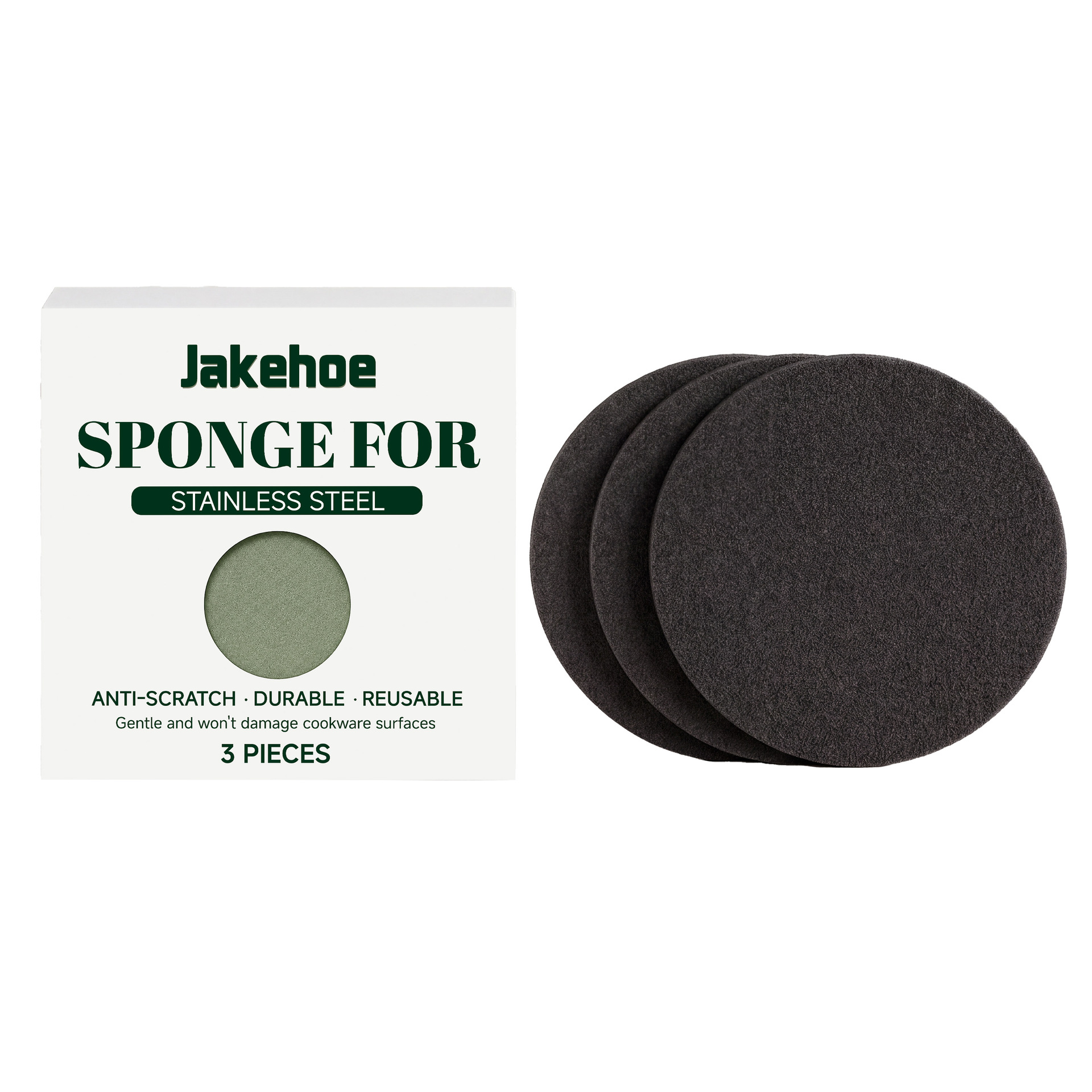 JAKEHOE Premium Stainless Steel Sponge - Heavy-Duty Kitchen Scrubber for Removing Tough Oil Stains, Grease, and Grime from Cookware