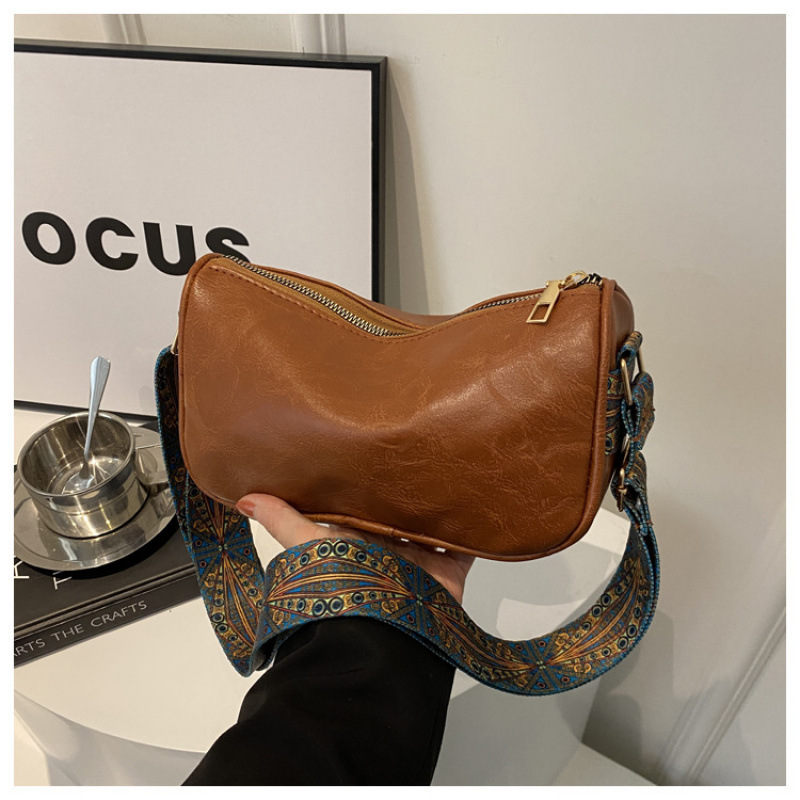 Vintage Boston Pillow Crossbody Bag for Women | Retro Wide Strap Shoulder Handbag
