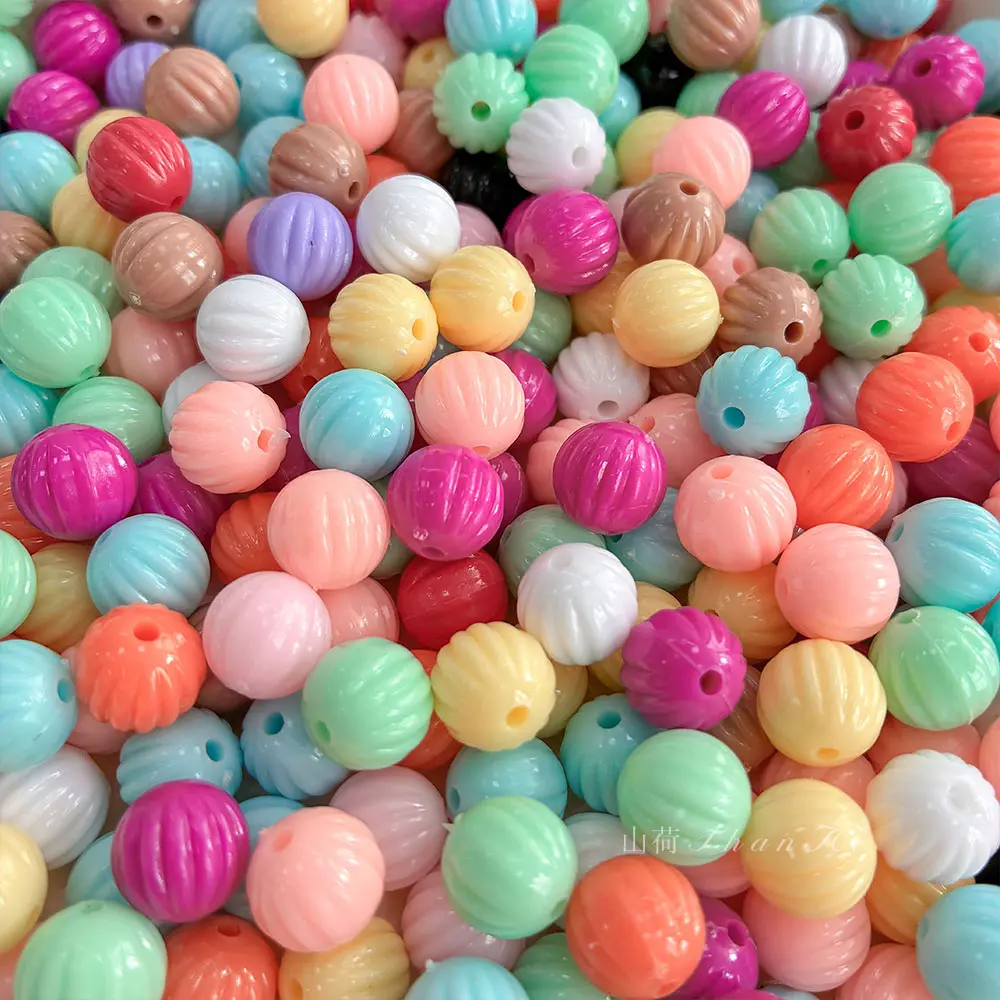 10mm Pumpkin Acrylic Beads - Mixed Pastel Bulk Set for DIY Jewelry Making & Crafts