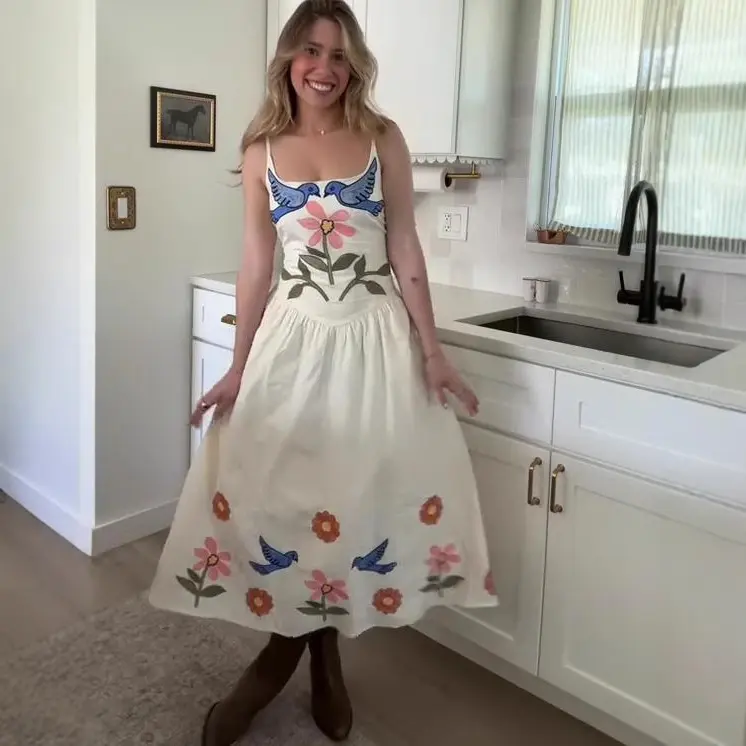 Women's Strapless Printed Waist-Cinching Midi Dress - Elegant High-Waist A-Line Summer Dress