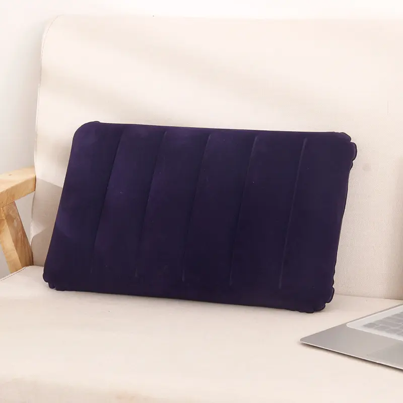 Ultra-Soft Flocked Inflatable Nap & Travel Pillow – Portable Ergonomic Head & Neck Support for Office, Camping, and Airplanes