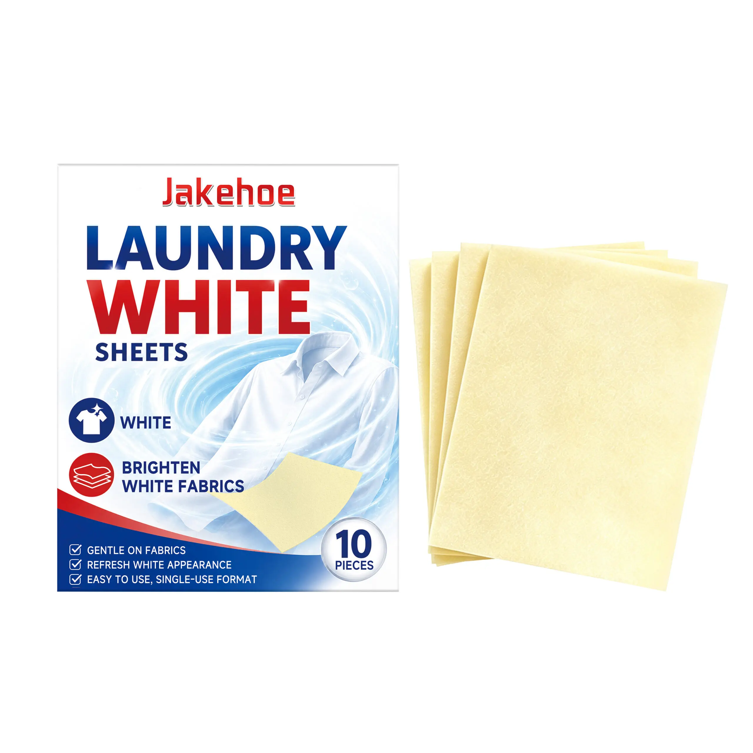 10-Pack Laundry Whitening Sheets – Powerful Fabric Brightener & Stain Lifting Tablets for Crisp White Clothes