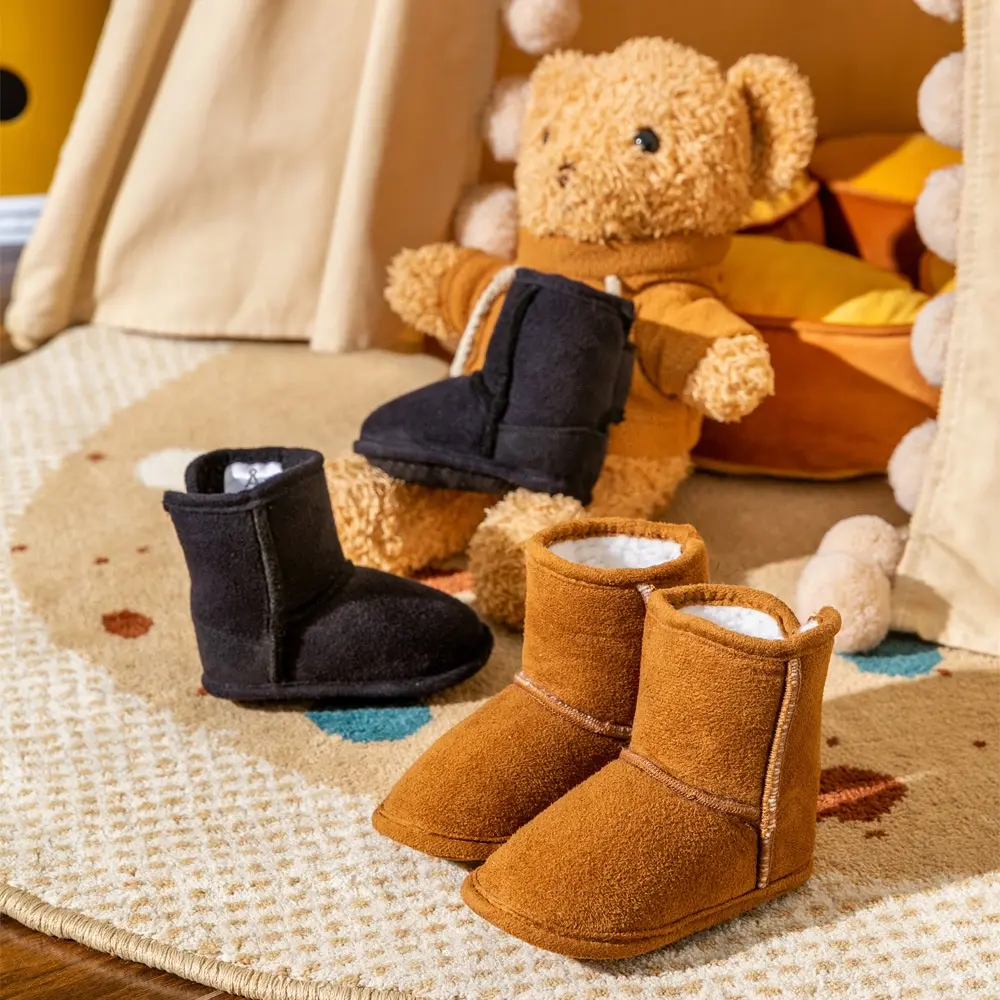 Cozy Fleece-Lined Baby Booties – Soft Sole Warm Winter Crib Shoes with Velcro Strap