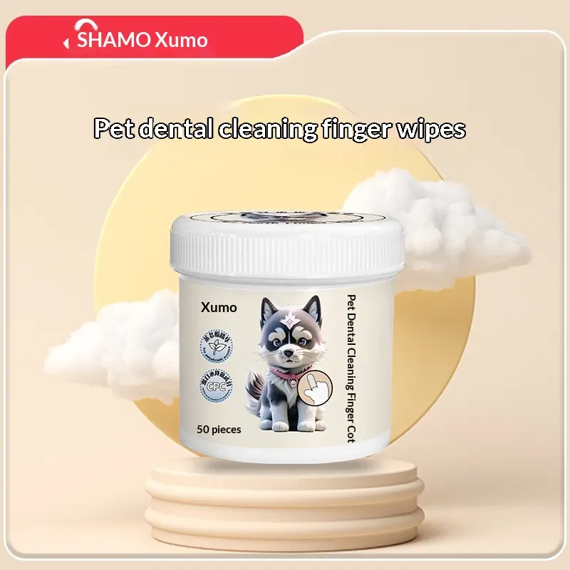 Disposable Pet Finger Toothbrush Wipes (50 Pack) - Soft Non-Woven Dental Hygiene Cleaner for Dogs & Cats