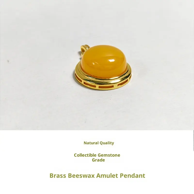 Natural Chicken-Oil Yellow Amber Pendant in 925 Sterling Silver - Elegant Chinese Style Charm