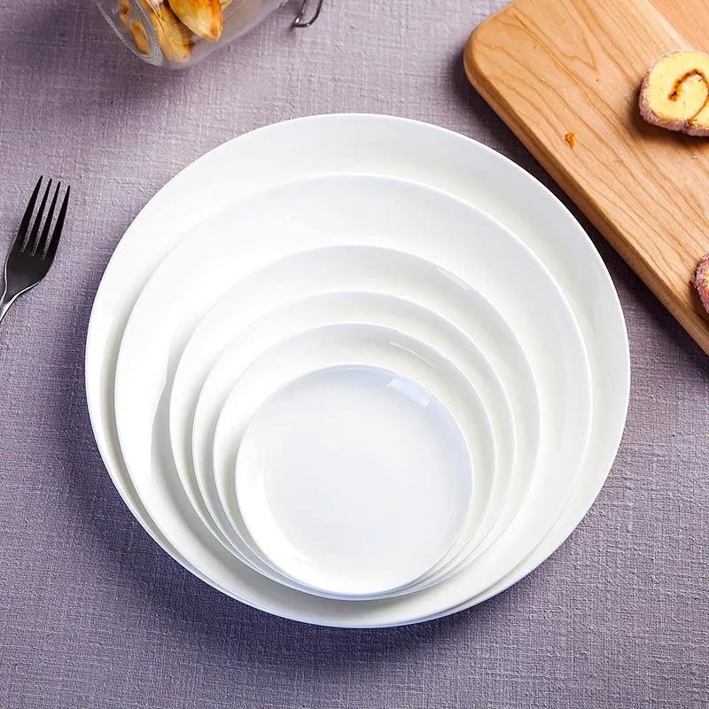 Premium Pure White Bone China Round Dinner Plate – Elegant Ceramic Tableware for Everyday Dining & Entertaining