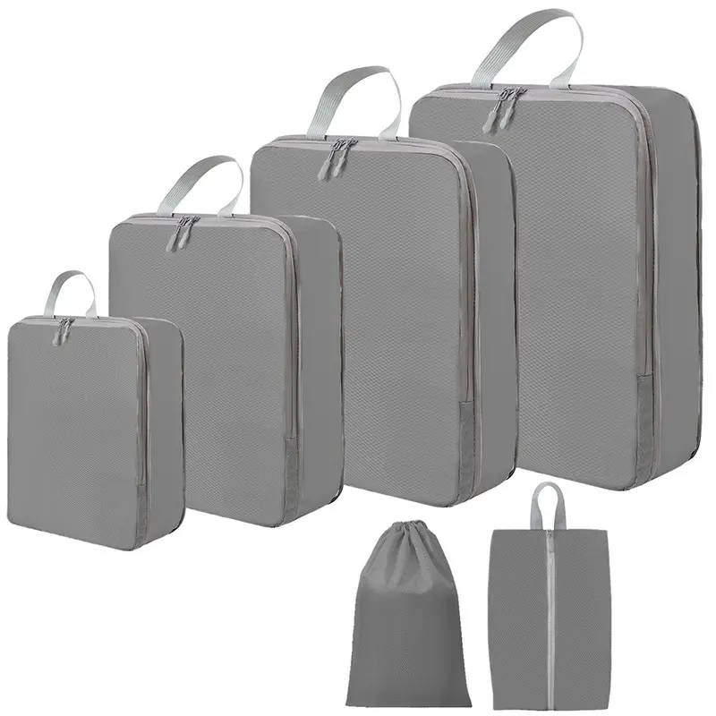 Compression Travel Packing Cubes Set – Space-Saving Luggage Organizer Bags for Clothes, Toiletries, Shoes & Electronics
