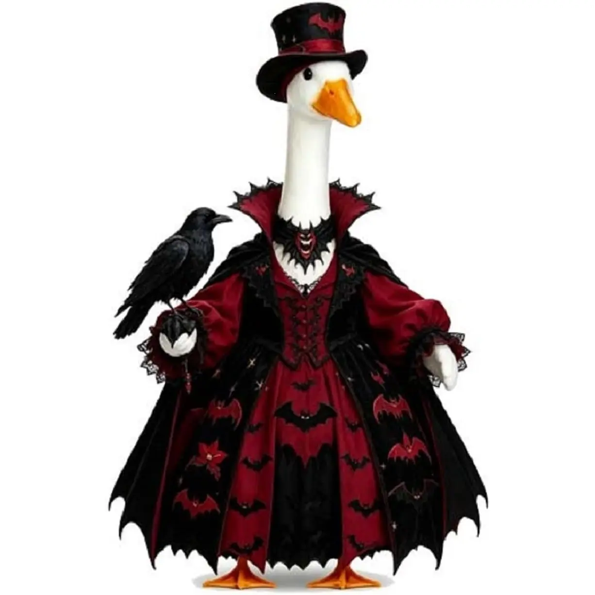 Halloween Vampire Porch Goose Costume - Gothic Style Spooky Outfit for 23-Inch Lawn Goose Decor