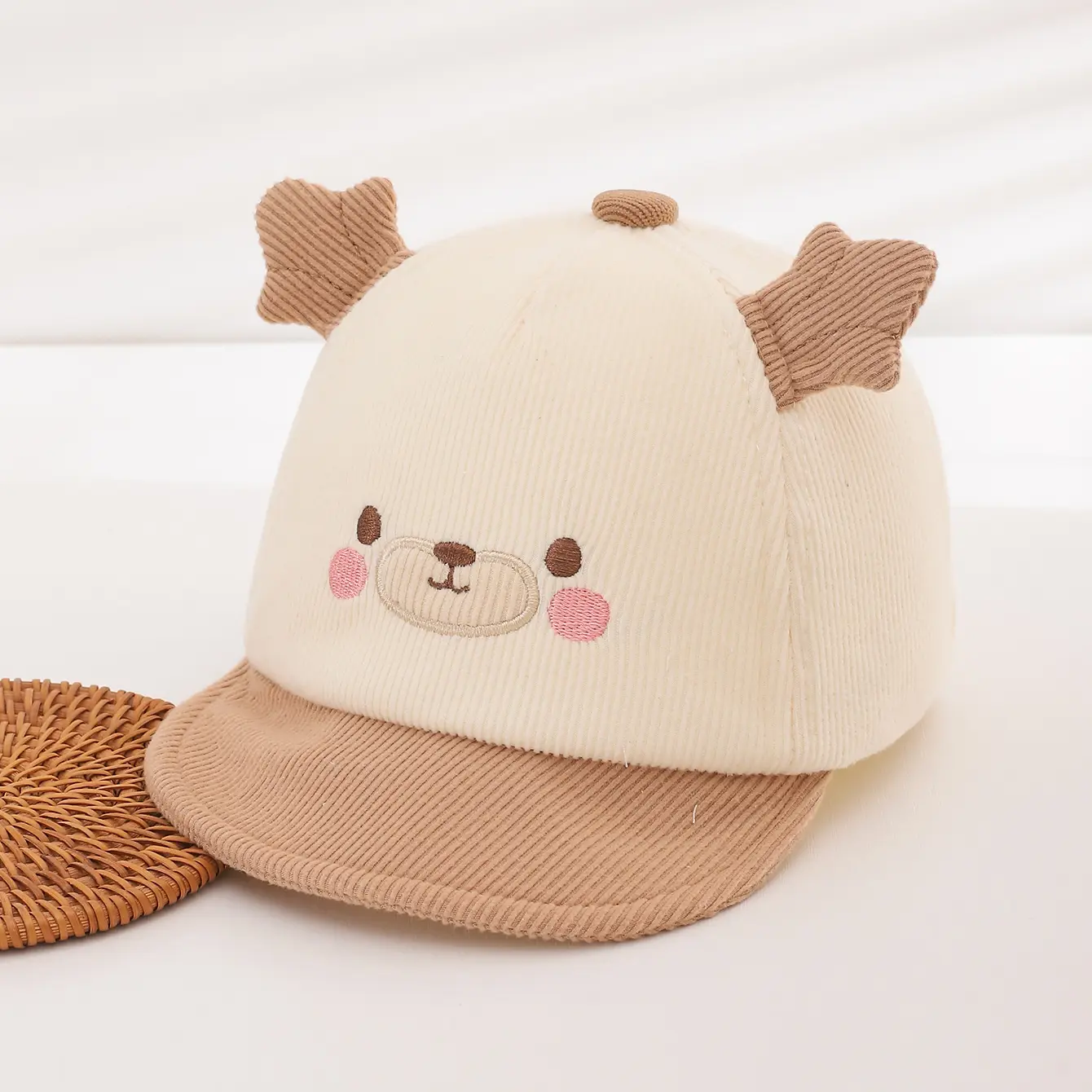 Cute 3D Ear Toddler Baseball Cap - Breathable Embroidered Outdoor Sun Hat for Kids (Ages 1-3)