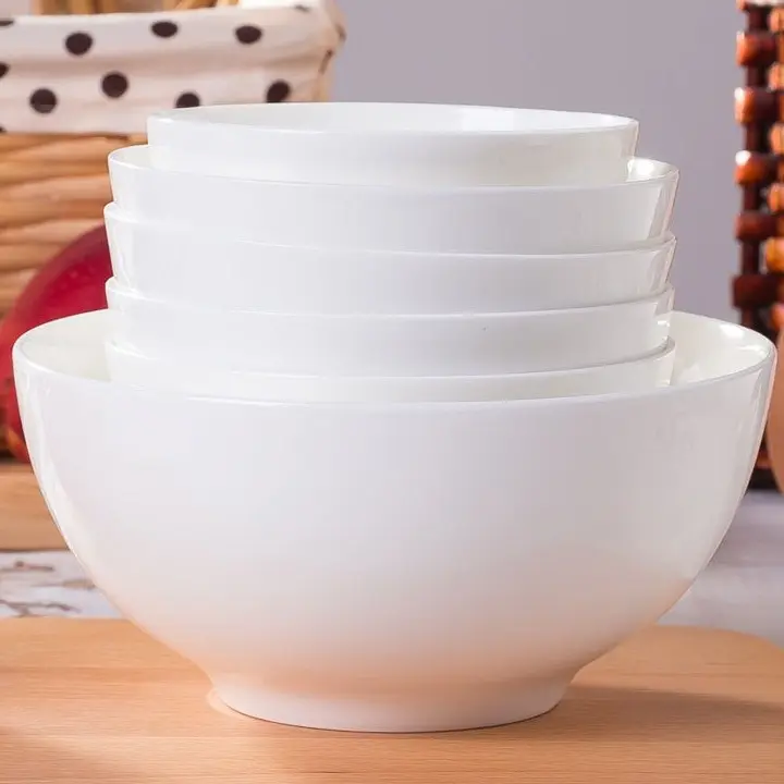 Premium Bone China Pure White Ceramic Bowl – Classic Round Noodle & Soup Bowl