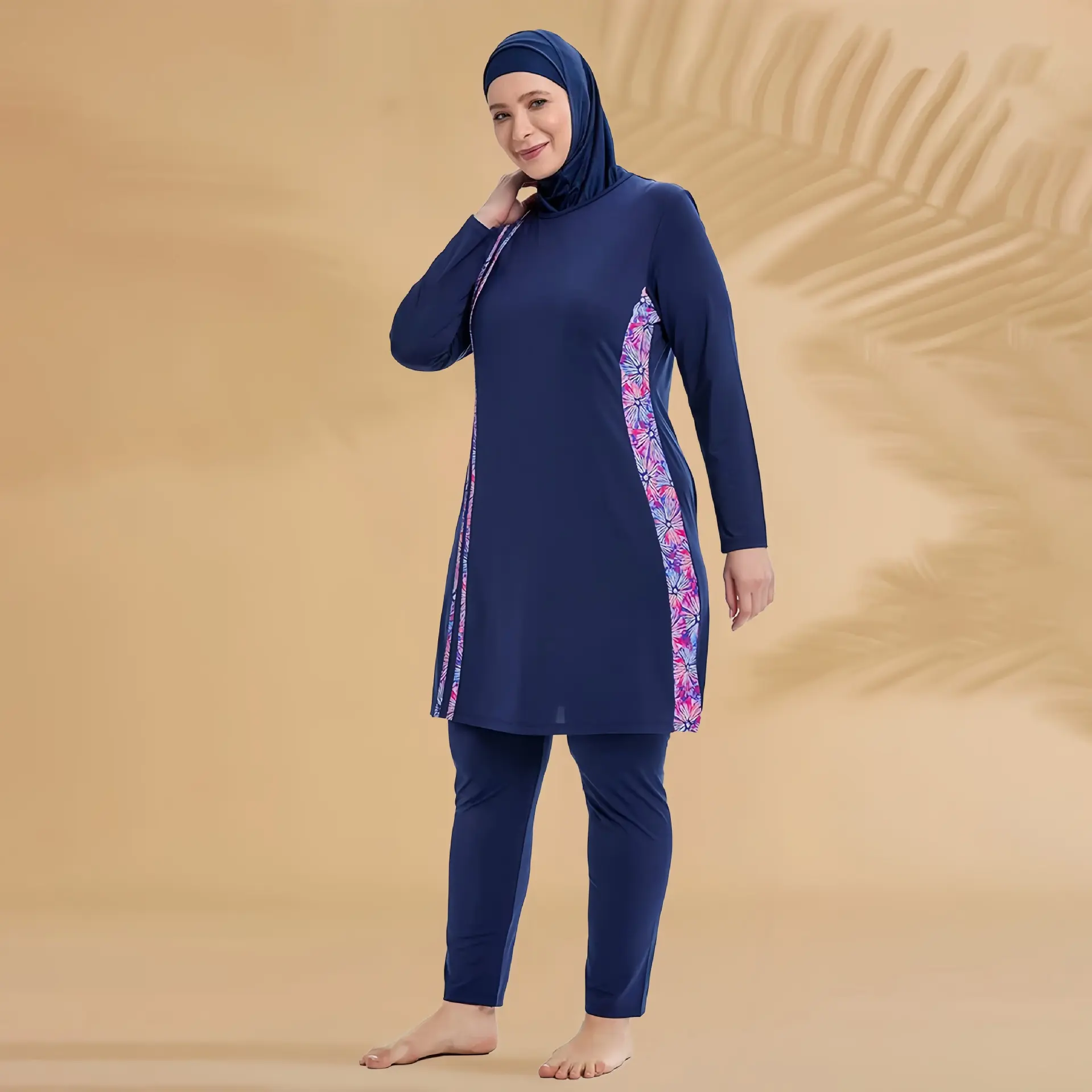 Women's Long-Sleeve Two-Piece Swimsuit Set - Modest Crewneck Rash Guard & Swim Pants