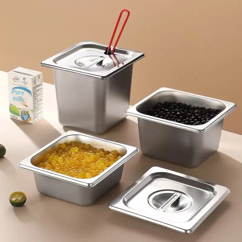 Premium Stainless Steel Food Container & Commercial GN Pan – Multi-Purpose Prep & Storage Box for Milk Tea Shops & Kitchens