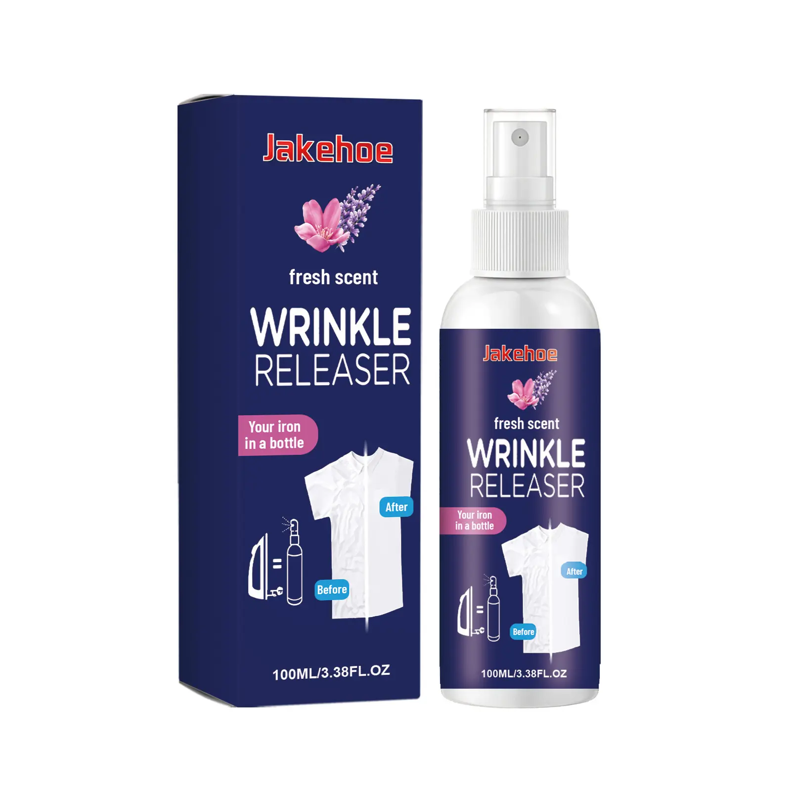 JAKEHOE Instant Wrinkle-Removing Spray - Iron-Free Fabric De-Wrinkler & Portable Clothing Refresh Spray