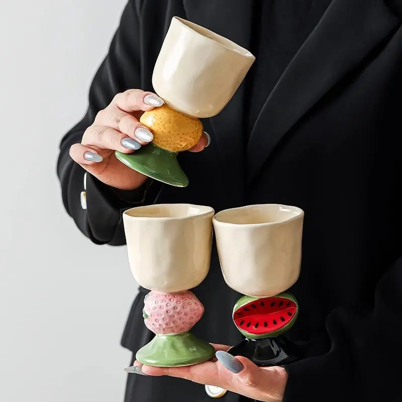 Cute Fruit-Themed Ceramic Ice Cream Goblet - Creative Dessert Bowl & Trendy Gift