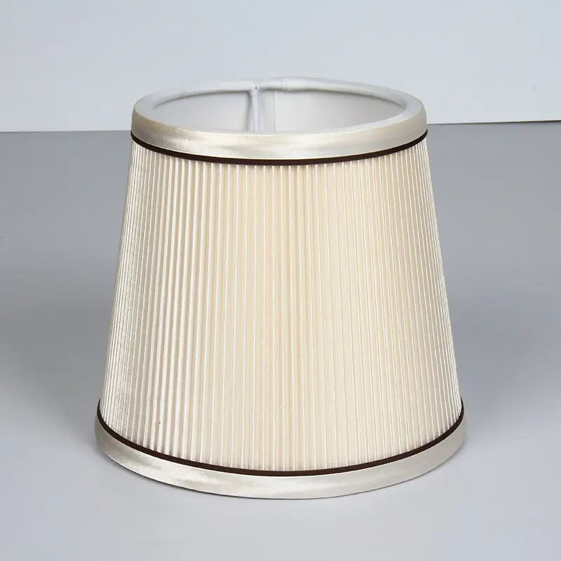 Minimalist Fabric Table Lampshade with Gold Edge & Ripple Pattern