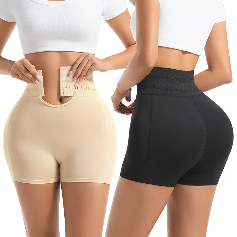 Women's High-Waisted Tummy Control Shapewear Shorts - Seamless Butt-Lifting Body Shaper with Button Detail