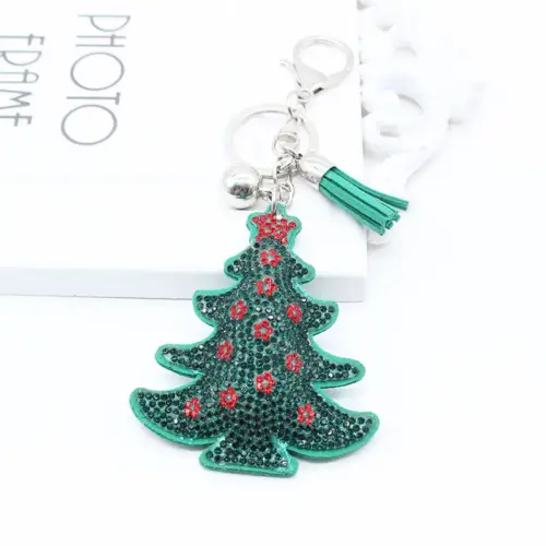 Festive Metal Christmas Keychain & Car Mirror Ornament - Santa, Tree & Holiday Bells Charm