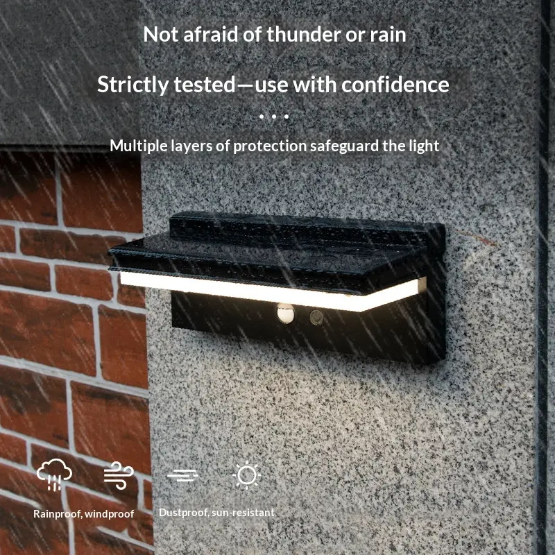 Solar-Powered Motion Sensor Outdoor Wall Light – Waterproof IP65 Modern Security Sconce for Gardens, Villas & Patios