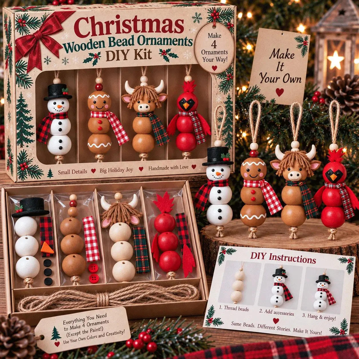Festive Christmas DIY Craft Kit – Hand-Crochet Cartoon Holiday Decor