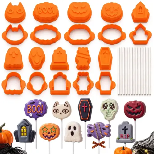 10-Piece Halloween Cookie & Cake Mold Set – Spooky Mini Pumpkin & Ghost Baking Cutters