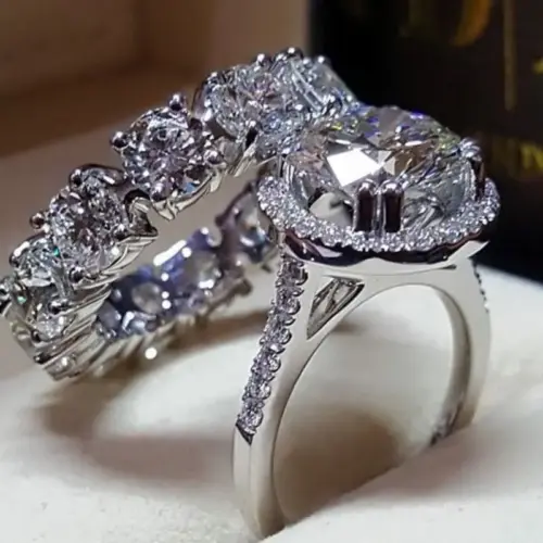 Luxury Pear Halo Engagement Ring – Sparkling Silver Plated Statement Wedding & Anniversary Ring for Women