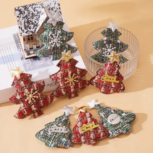 Festive Christmas Hair Clip & Brooch Accessory – Holiday DIY Tree, Star & Snowflake Headdress Decor