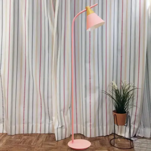 Modern Nordic Macaron Floor Lamp – Aesthetic Pink Iron Standing Light for Living Room & Bedroom