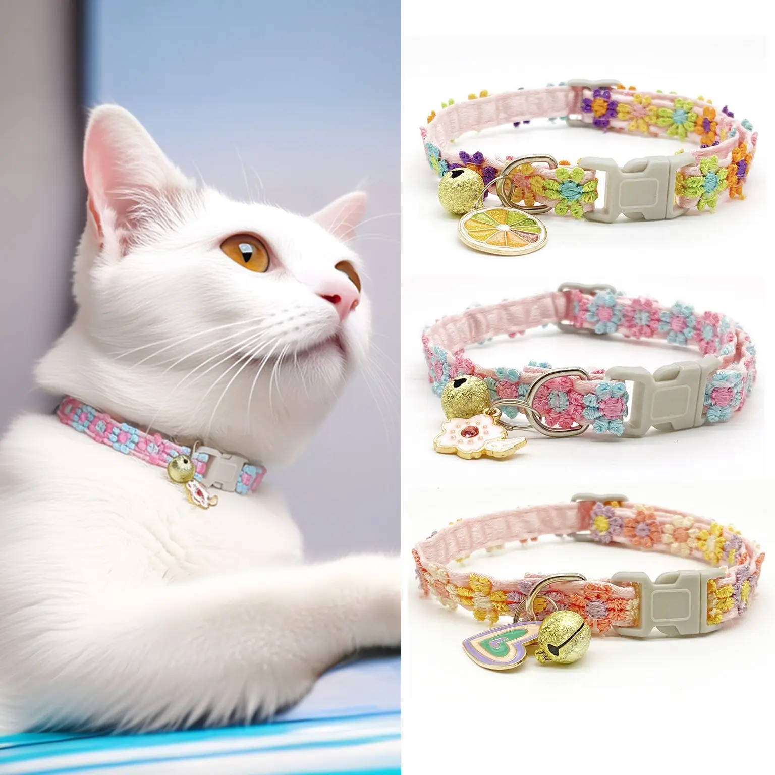 Charming Floral Lace Pet Collar – Adjustable Flower Choker Necklace with Bell for Cats & Puppies