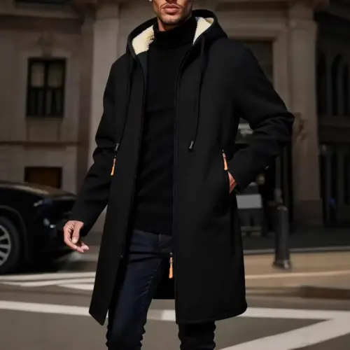 Premium Mid-Length Lightweight Fleece Jacket - Casual Cotton Coat with Zippered Pockets