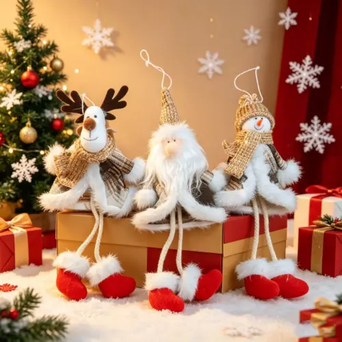 Charming Plush Christmas Tree Hanging Ornaments – Festive Angel, Snowman & Reindeer Holiday Decor