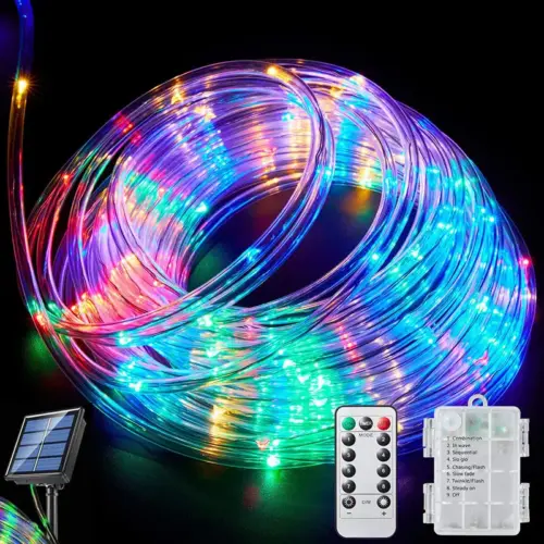 Outdoor Solar LED String Lights - IP65 Waterproof 8-Mode Decorative Fairy Lights for Garden, Patio & Holiday Decor