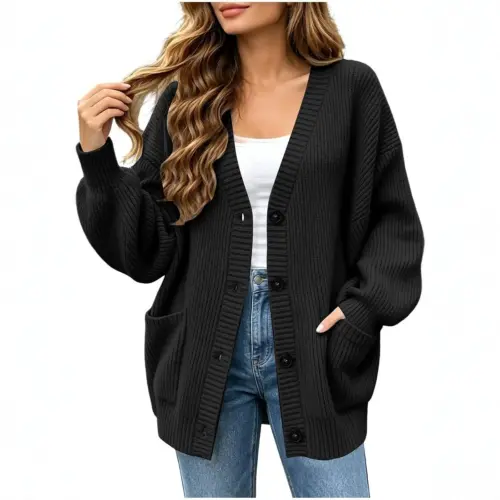 Women's Korean Style Knitted Cardigan Sweater – Chic Long Sleeve Layering Knit for Spring & Autumn