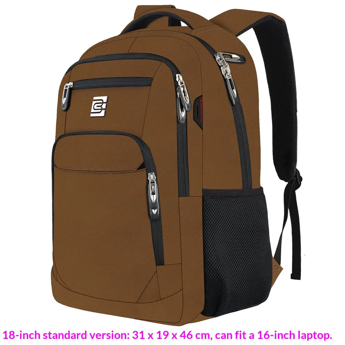 Multifunctional 16-Inch Business Laptop Backpack – Waterproof Oxford Cloth Travel & Commuter Daypack (Coffee)