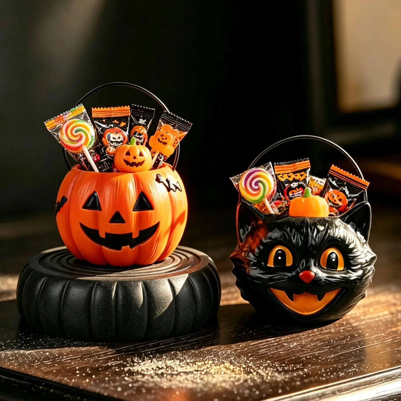 Halloween Ghost & Pumpkin Candy Bowl – Decorative Resin Trick-or-Treat Storage Basket & Holiday Home Decor