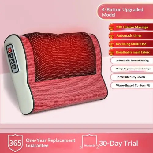 Electric Heated Neck & Back Massage Pillow – 3-Speed Deep Kneading Massager for Cervical, Lumbar, and Shoulder Tension Relief